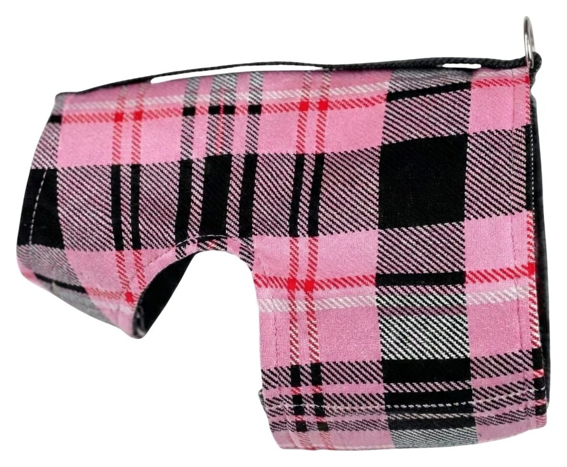 Flamingo Plaid Dog Harness – Raspberry Tartan Wrap