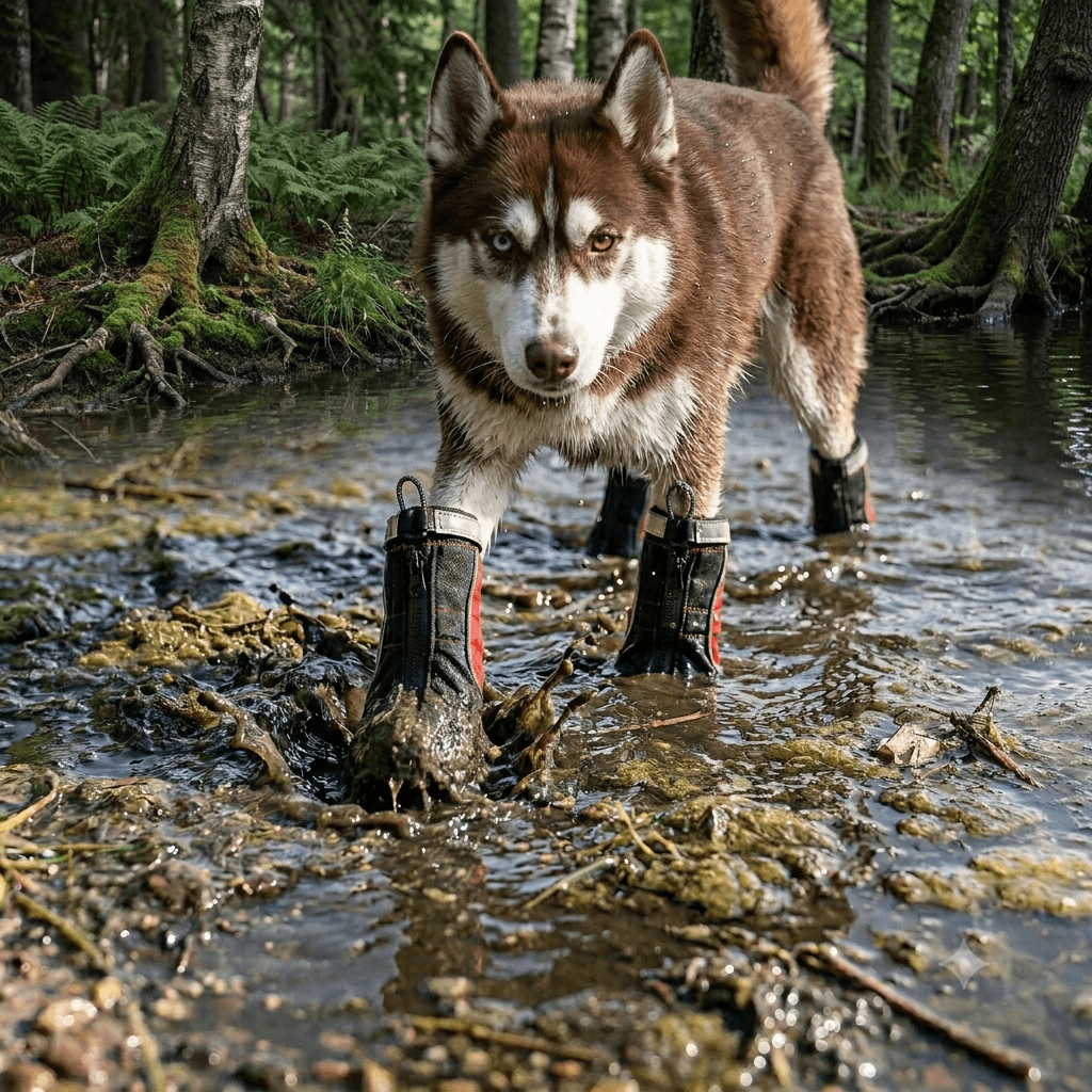 Dog Boots protecting a dog's paws on an outdoor walk YAP USA