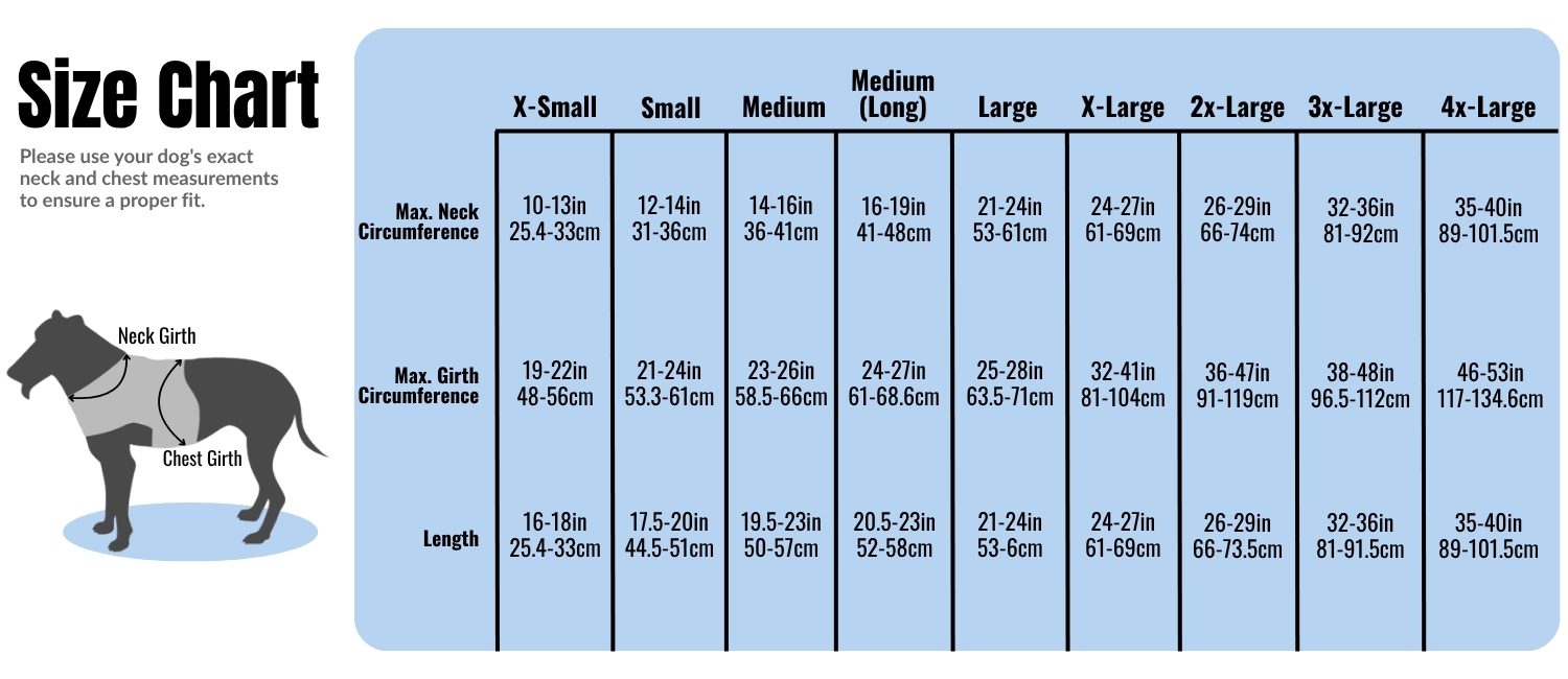 Tru-Fit® Hooded Dog Rain Coat for Small to Medium Dogs 5 Tru-Fit Hooded Dog Rain Coat size chart - dog coat sizing guide