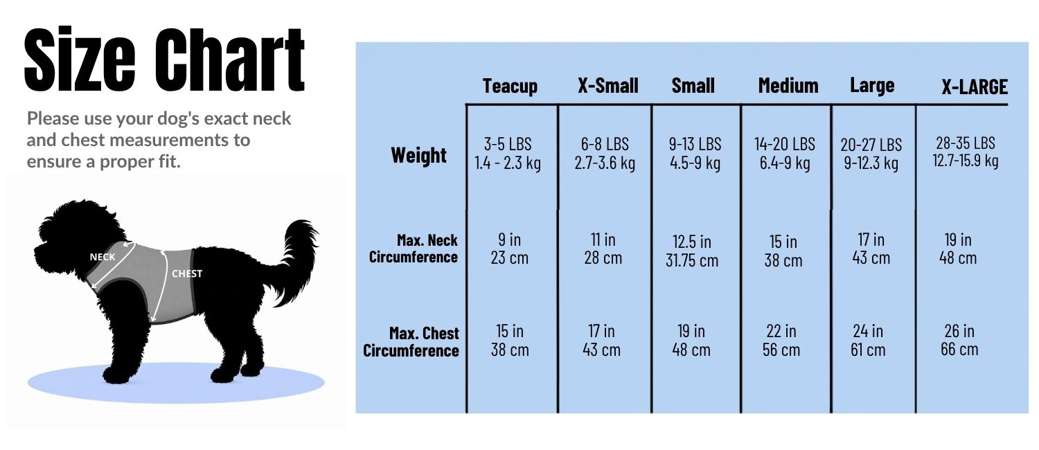 Winter Wrap 8 Winter Dog Harness Warm Wrap Size Chart