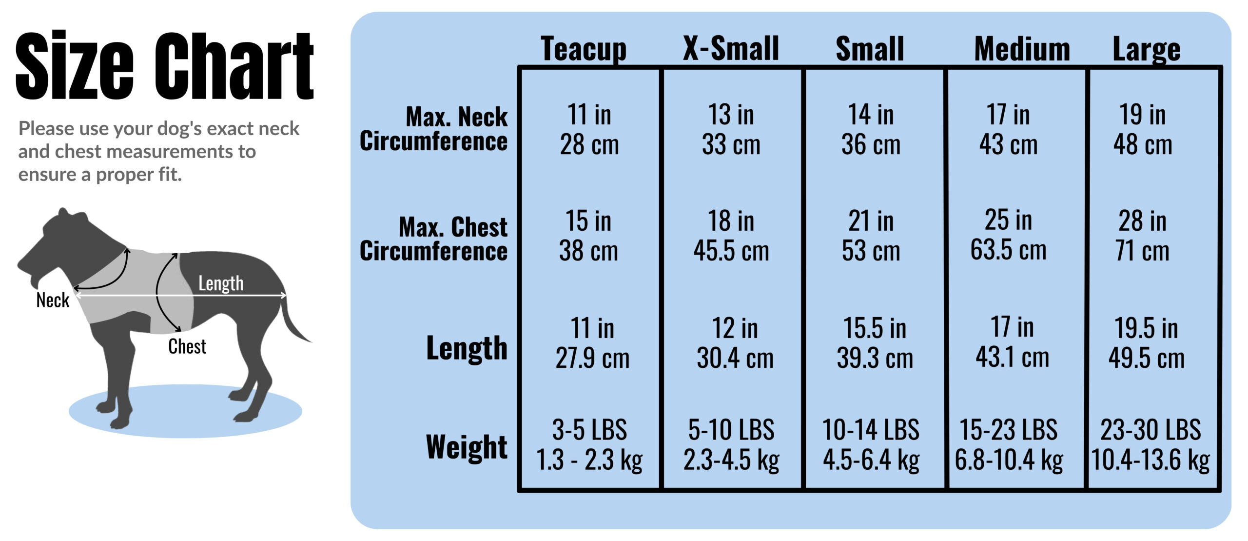 Techno Wrap 8 Size Chart