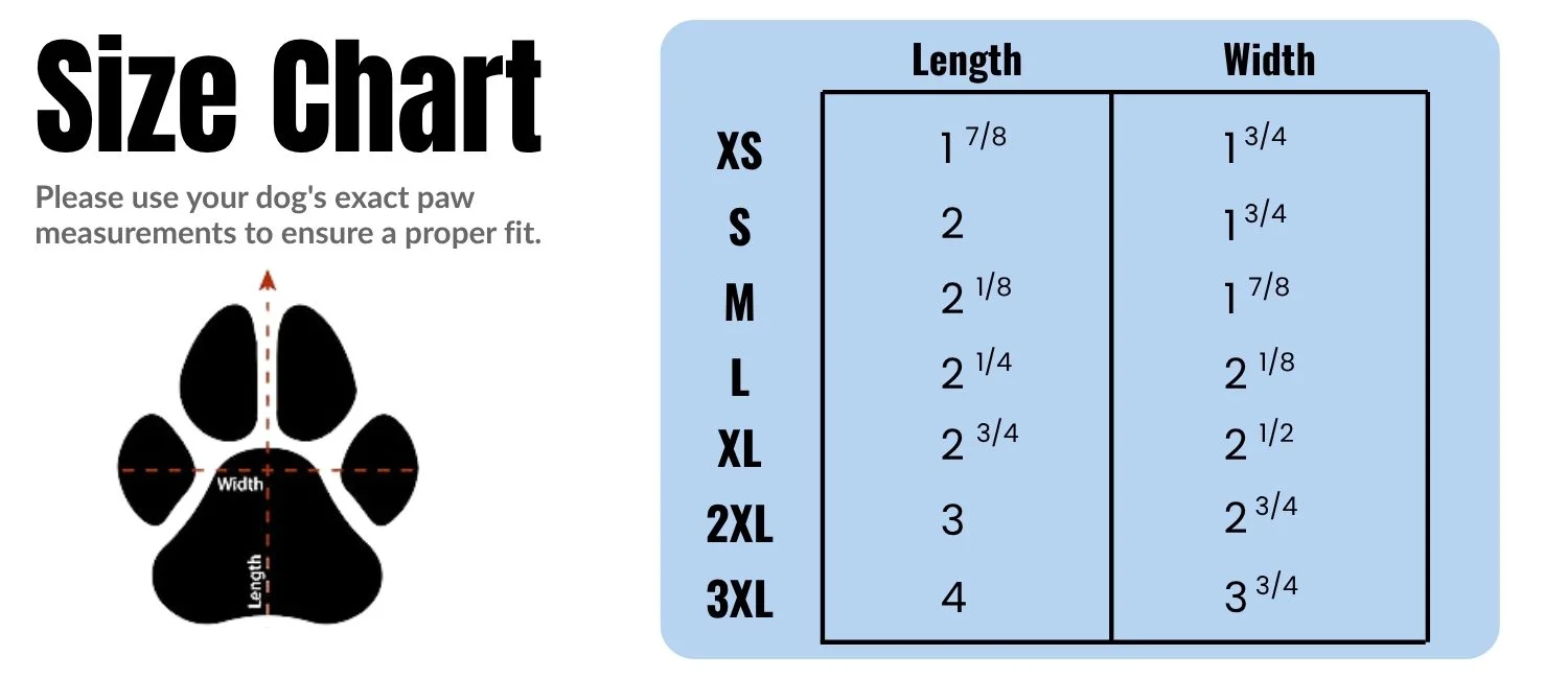 YAP Waterproof Boots 8 Waterproof Dog Boots Size Chart